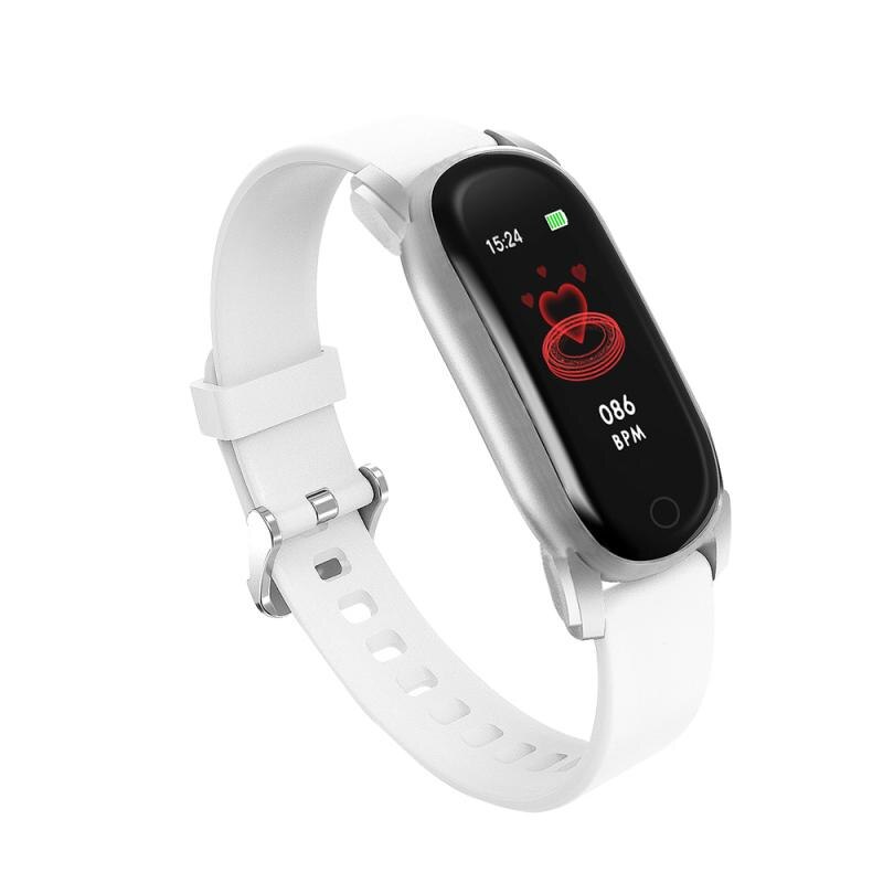 Bluetooth 5.0 Smart Armband Hartslag En Bloeddruk Monitor Afstandsbediening Fotografie Waterdichte Sport Oproep Smart Horloge: White