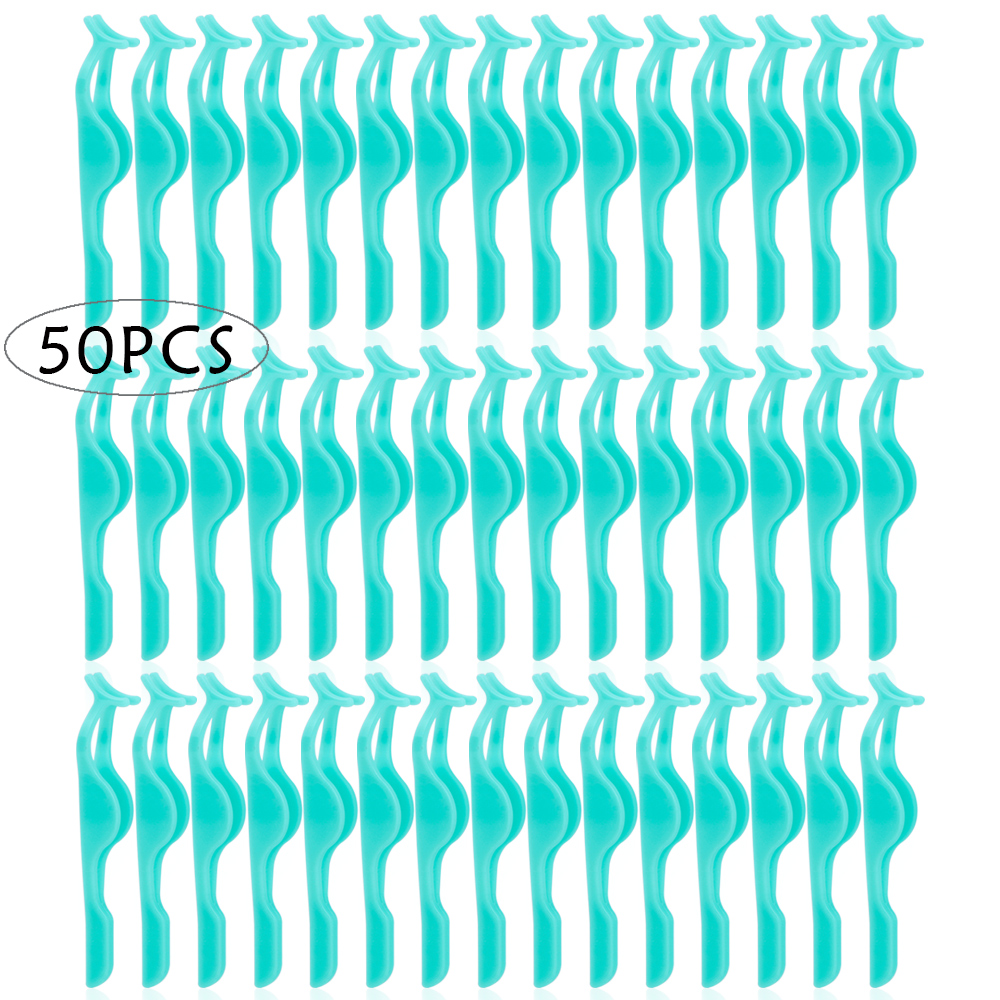 Pinzas de plástico para pestañas postizas, rizador de extensión, pinza aplicadora, eliminador de pestañas, 30/50 unidades: Azul cielo