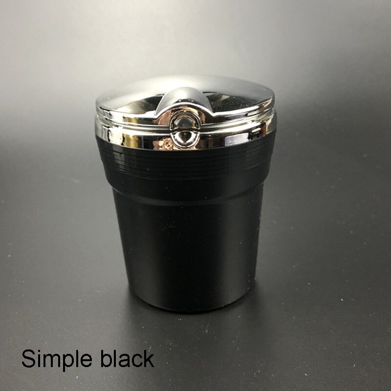 Strass Draagbare Auto Asbak met Led Licht Kristal Diamant Auto Ash Tray Asbak Opslag Bekerhouder voor Meisjes Auto Accessoires: Simple black