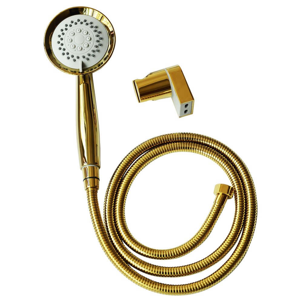 3 Function Gold Plated Hand Held Shower Head Hose and Bracket Holder Antique Gold Sprayer Multifunction Function: Shower Holder Hose