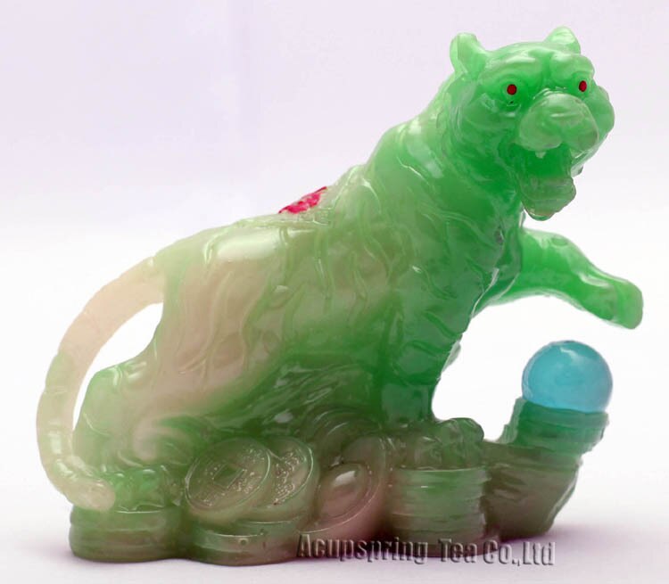 Tigre verde, amuletos de la suerte, zodiaco chino, sheniao, mascota allocroica, adorno fengshui, novedosos, mascota de té, S1015Ahu
