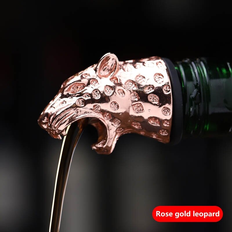 Zinc Alloy Deer Stag Head Wine Pourer Unique Wine Bottle Stoppers Wine Aerators Bar Tools Get Together: Rose gold leopard