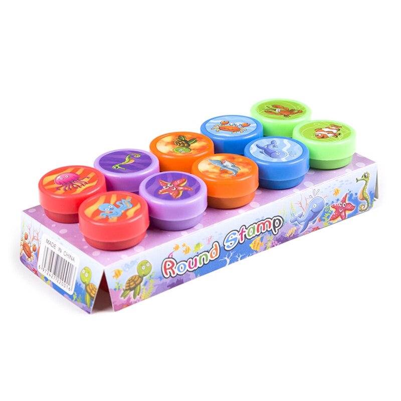 Self-ink Seal Stamp Homework Review Stamper Cartoon Stamps School Teacher Props Interactive Children Education Toy 10pcs