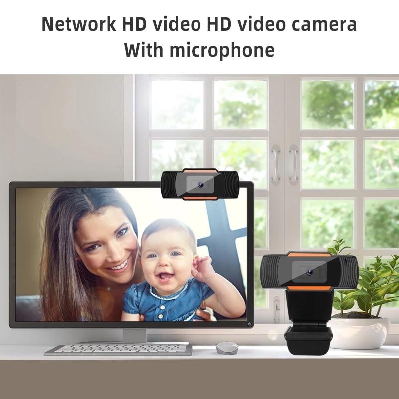 Original Full HD 1080 px webcam, integrated camera with rotating USB socket, for computer, Mac, desktop