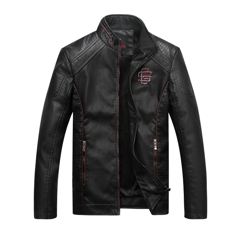 Faux Leather Jackets Men Classic Motorcycle Bike Cowboy Jacket Asian Size Winter Warm Coat Male Thick Coats 5XL 16