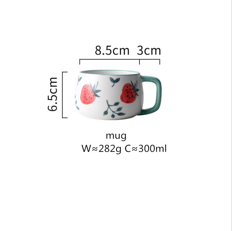 Leuke Aardbei Keuken Keramische Plaat Servies Set Voedsel Gerechten Rijst Steak Salade Noedels Kom Soep Cook Tool 1Pc: mug