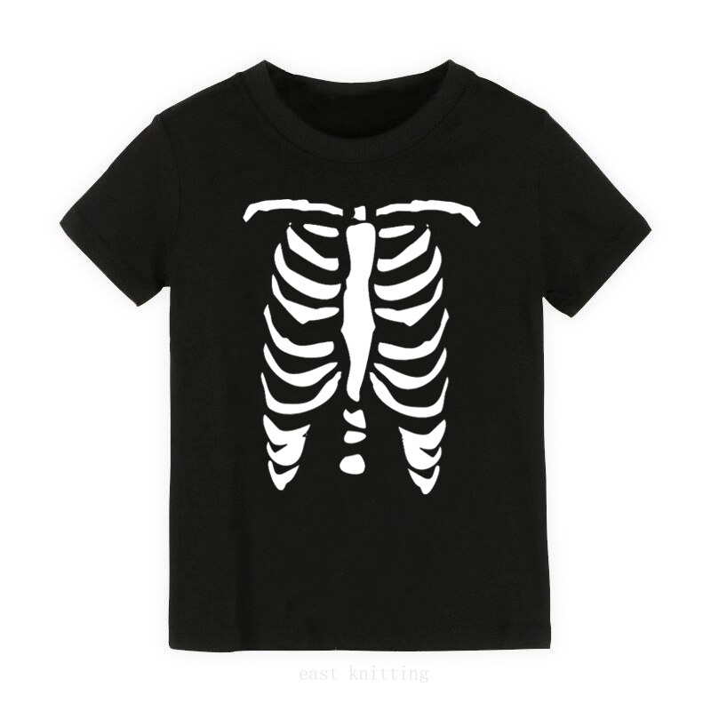 Skelet t-shirt voor kids Baby Boy Korte Mouw Casual T-shirt Tops Tee Kind Halloween Ribbenkast Outfit