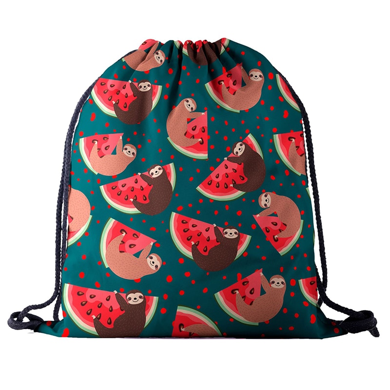 Rugzak trekkoord TASSEN koord mode 3D afdrukken reizen softback mannen tassen UNISEX vrouwen schoudertas knapzak green