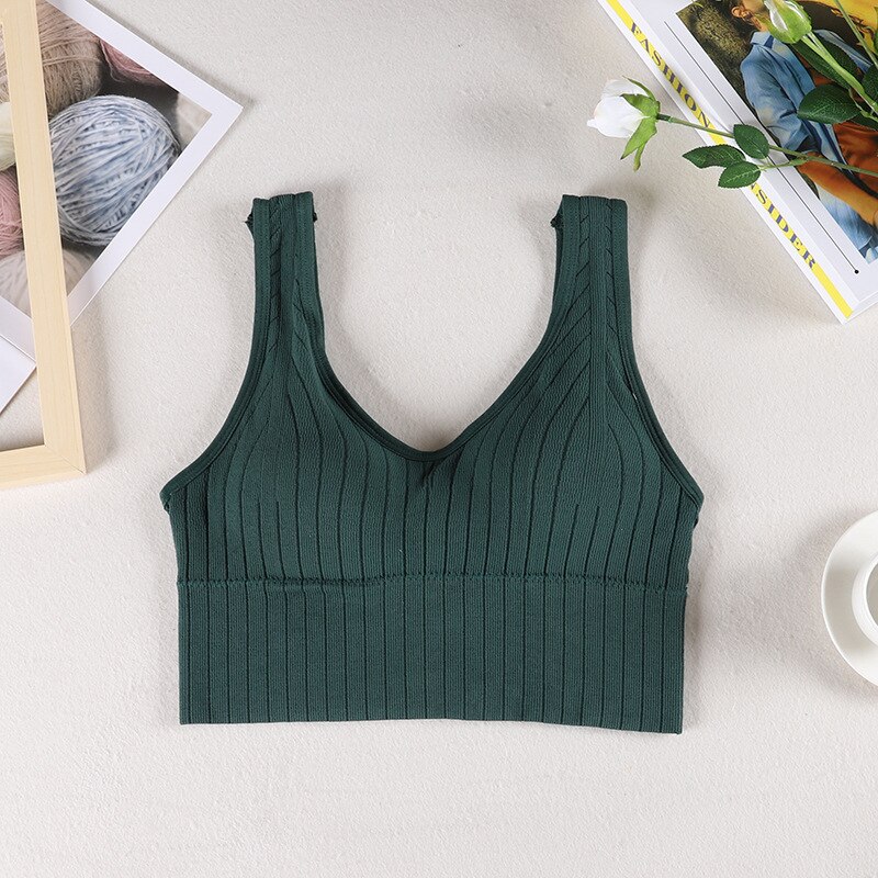 Women Tube Top Threaded Big U Beauty Back Detachable Chest Pad Sexy Sports Bra Wide Shoulder Strap Anti-failure Underwear