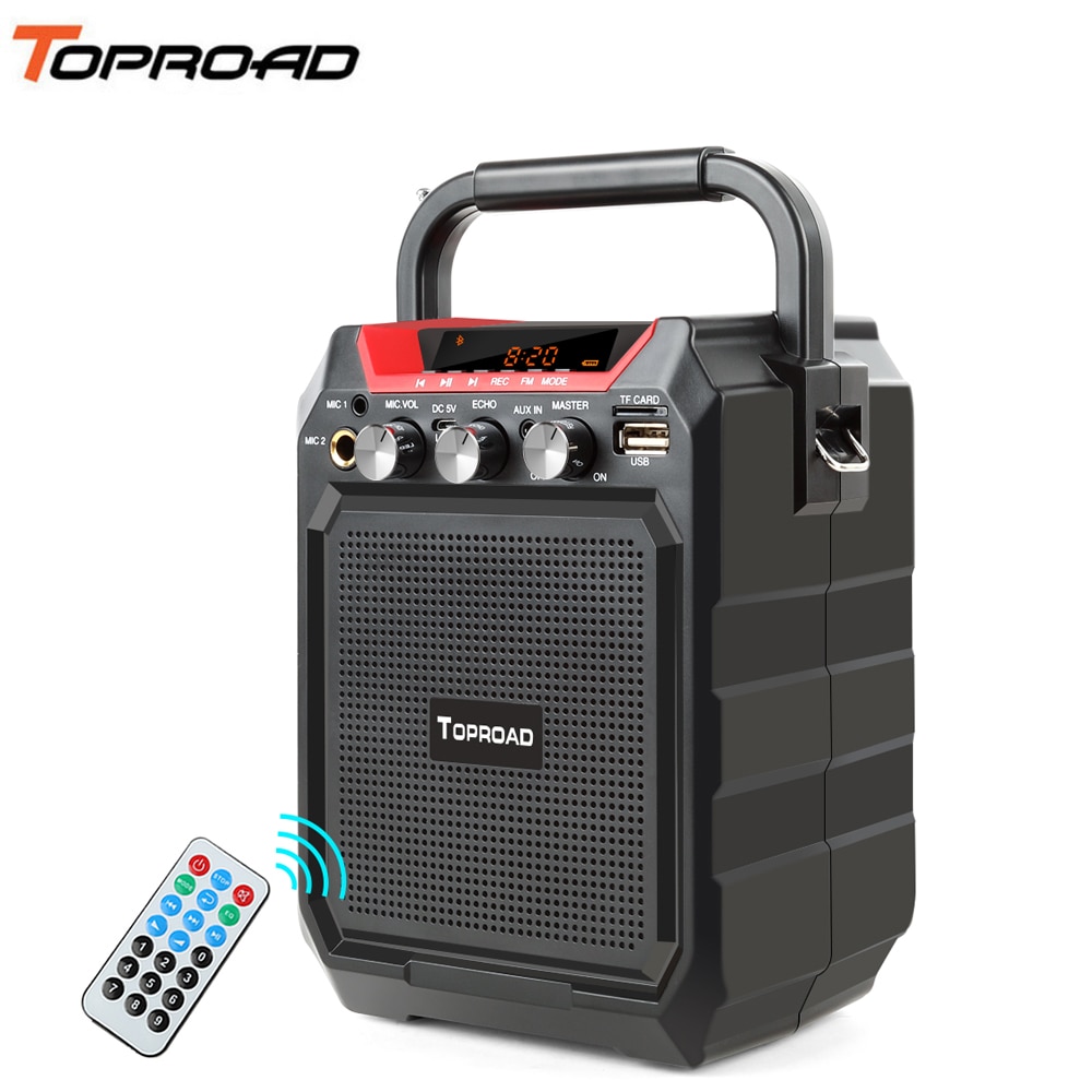 TOPROAD Portable Bluetooth Speaker Draadloze 3D Stereo Subwoofer Luidsprekers Luidspreker Ondersteuning AUX FM TF Microfoon Afstandsbediening