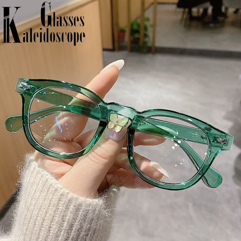 Men Anti Blue Light Glasses Frame Women Retro Eyeglasses Frames Ladies Candy Color Optical Spectacle Green Frame