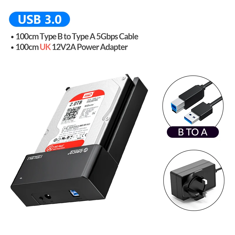 ORICO 2.5/3.5 inch HDD Case 2.5" Hard Drive Enclosure USB 3.0 SATA 6Gbps for SSD HDD External Hard Drive Disk Case Support UASP: Silver