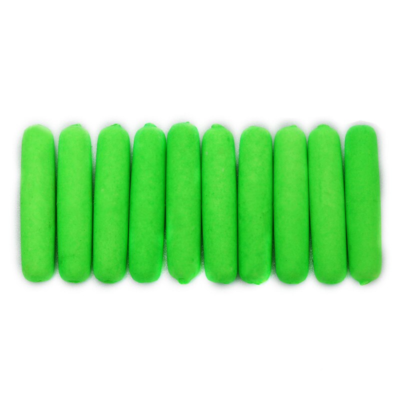 10pcs Small Foam Cylinder Rig Float Fishing Float Tip Visual Beans Red Orange Yellow Green Stops Terminal Accessories: Green