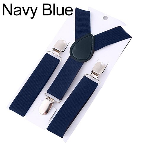 16- kleurige verstelbare baby y-rug bretels met clip, elastische bretels voor kinderen met accessoires voor bruiloftsstropdassen: Marineblauw