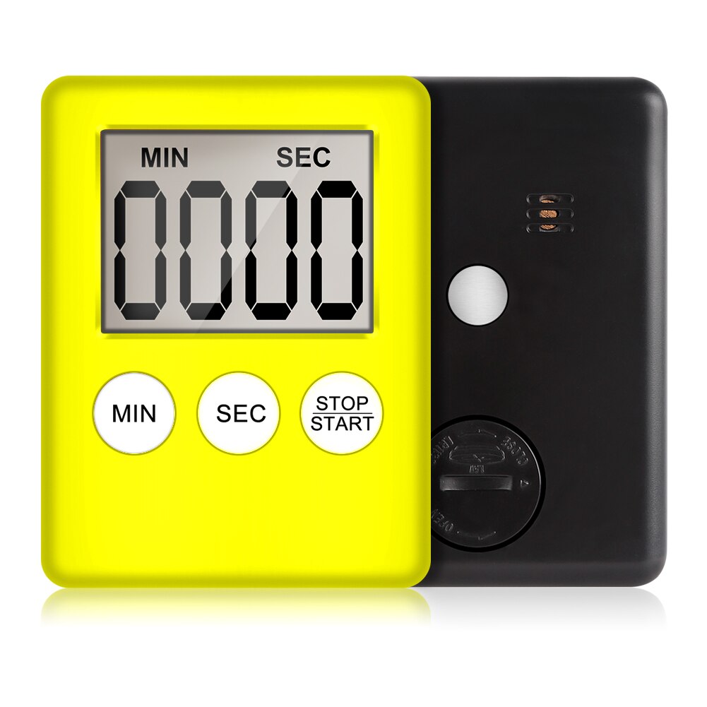 1pcs LCD Digital Screen Square Kitchen Timer Count Up Study Work Sport Timer Alarm Magnet Clock Temporizador Outdoor Timer: Yellow