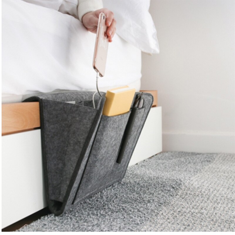 Sengelinned opbevaring arrangør sengelinned lomme til organisering af magasinetelefon små ting pladsbesparende sengepakke
