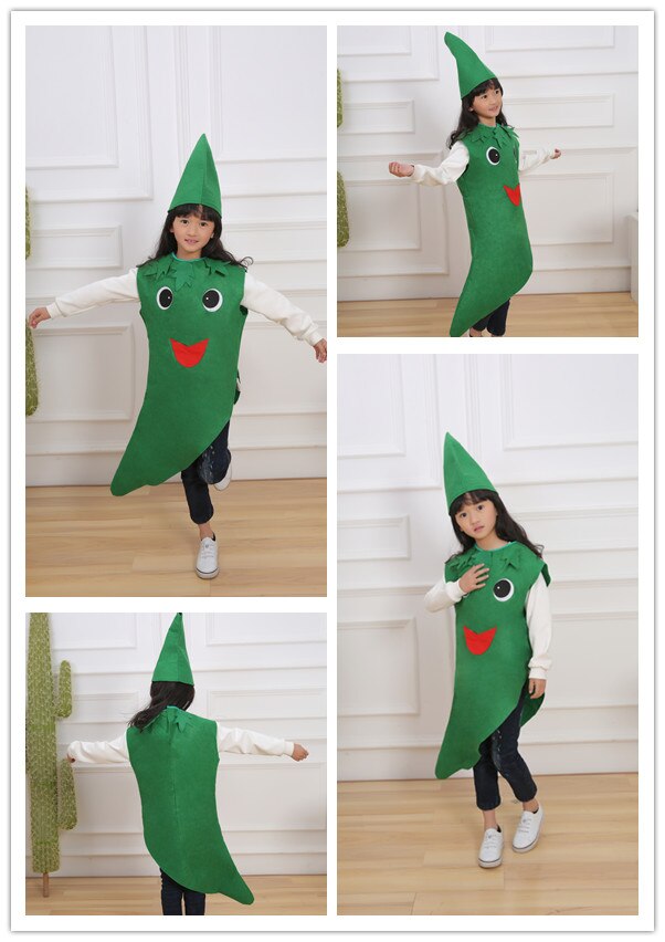 Kinder Kinder Kinder der Tag Cartoon Obst wassermelone/Erdbeere/apple Halloween Party Kostüme Cosplay Kleidung für Junge Mädchen: Green chili