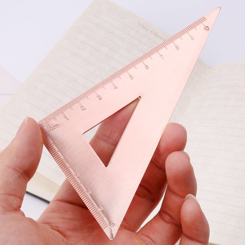 Retro Copper Triangle Ruler Right Angle Drawing Measurement Math Geometry Tool Stationery For Students