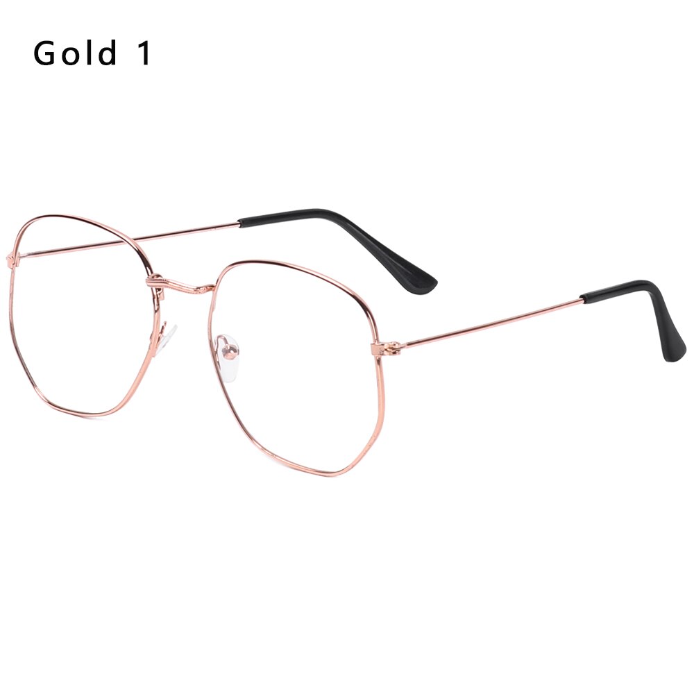 Vintage runde metal læsebriller klare linse briller dejlige kat øre overdimensionerede flade nærsynethed optiske briller briller: Guld 1
