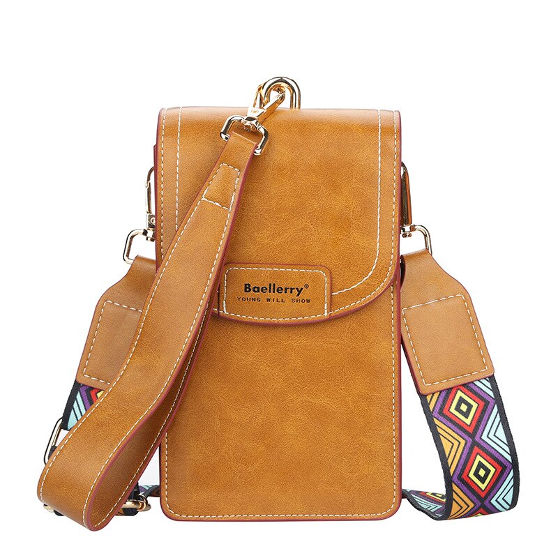 Baellerry – pochette pour téléphone portable femme, sacoche, porte-cartes, pochette ouverte pour dames, portefeuille en cuir souple: Brown