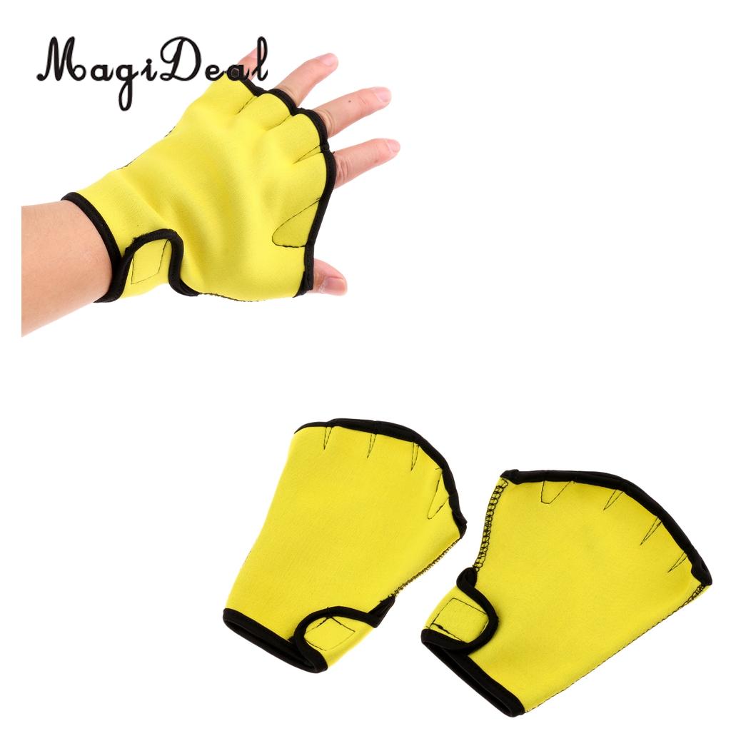 1 par de guantes de entrenamiento MagiDeal, aletas resistentes al agua, guantes de mano, guantes de entrenamiento sin dedos, aletas de red, guantes de fuerza de natación