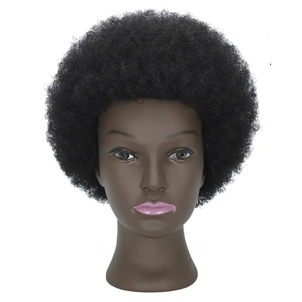 8 Inches Afro Mannequin Head Hair Traininghead Styling Head Braid Hair Dolls Head for Practicing Cornrows and Braids: Beige