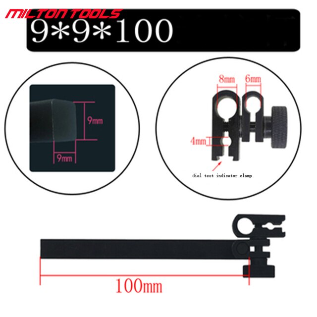 100/150/200mm/300mm Length Extend Test Dial Indicator Holder Arm 9mm Indicator Gauge Support Stand Measuring Tool Extension Rod: 100mm