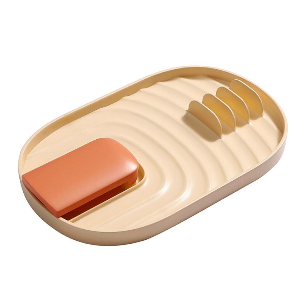 Multifunctionele Keuken Pollepel Lepel Rest Holder Werktuig Organisator Spatel Houder Rekken Pot Deksel Opslag Pad Rack Plastic Deksel Houder: Roze