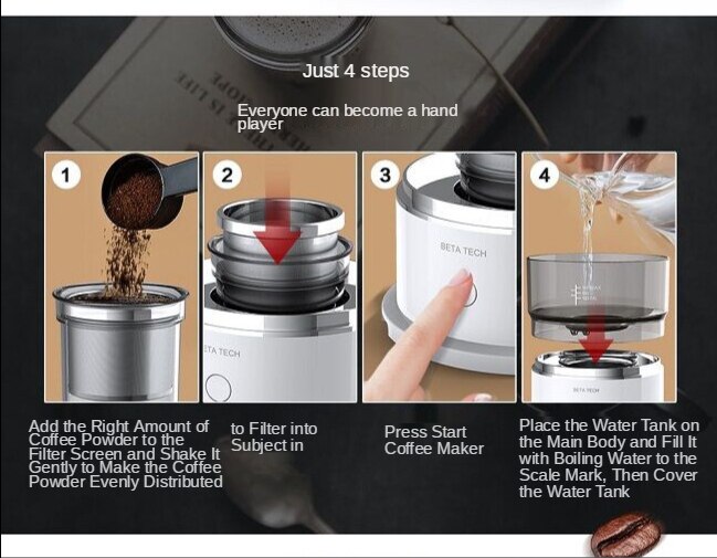 Intelligent automatic hand brewed coffee machine mini portable drip coffee pot outdoor hand brewed coffee