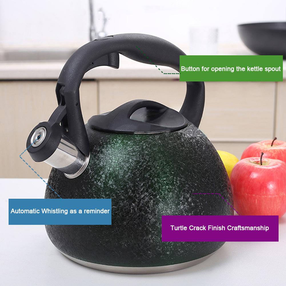 3l roestvrijstalen fluitketel met gebarsten korreloppervlak, theepot met hittebestendige handgreep - geschikt voor gebruik op het fornuis.