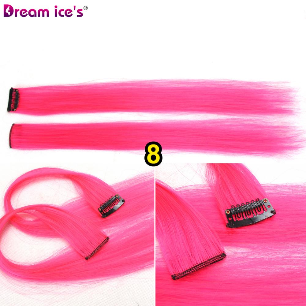 Synthetische Lange Enkele Clip In Hair Extensions Een Stuk Roze Regenboog Kleur Mode Rechte Haarstukje Voor Vrouwen En Meisje: #14