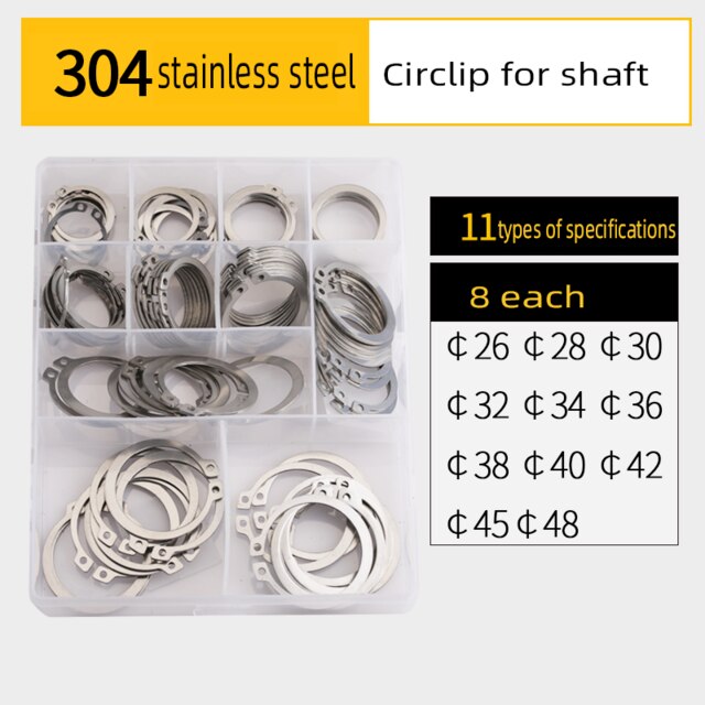 C-type circlip elastic snap ring shaft fixed combination E clamp washer external combination kit: Blue