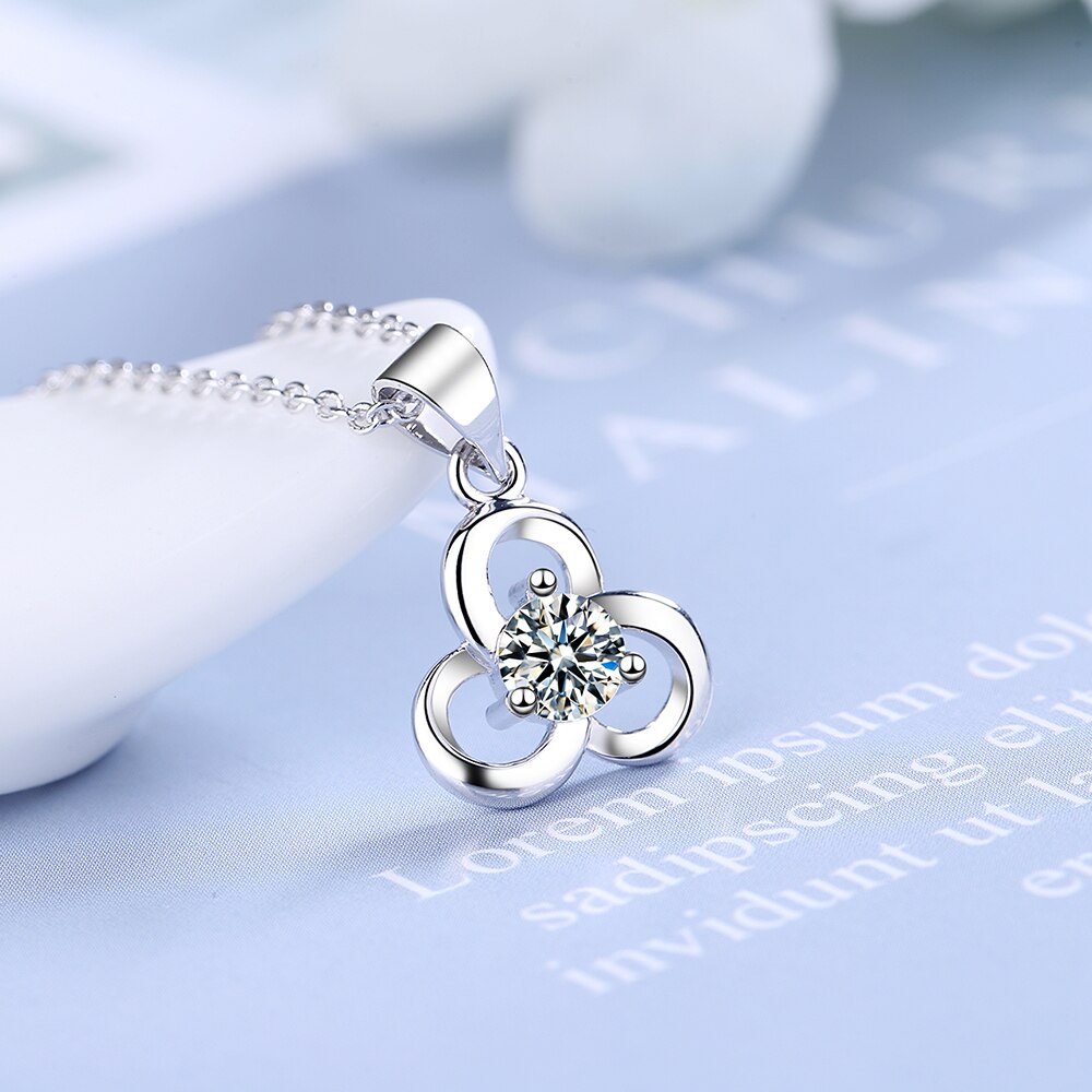 NEHZY S925 Stamp Woman Jewelry Cubic Zirconia Flower Pendant Necklace Length 40+3.5CM