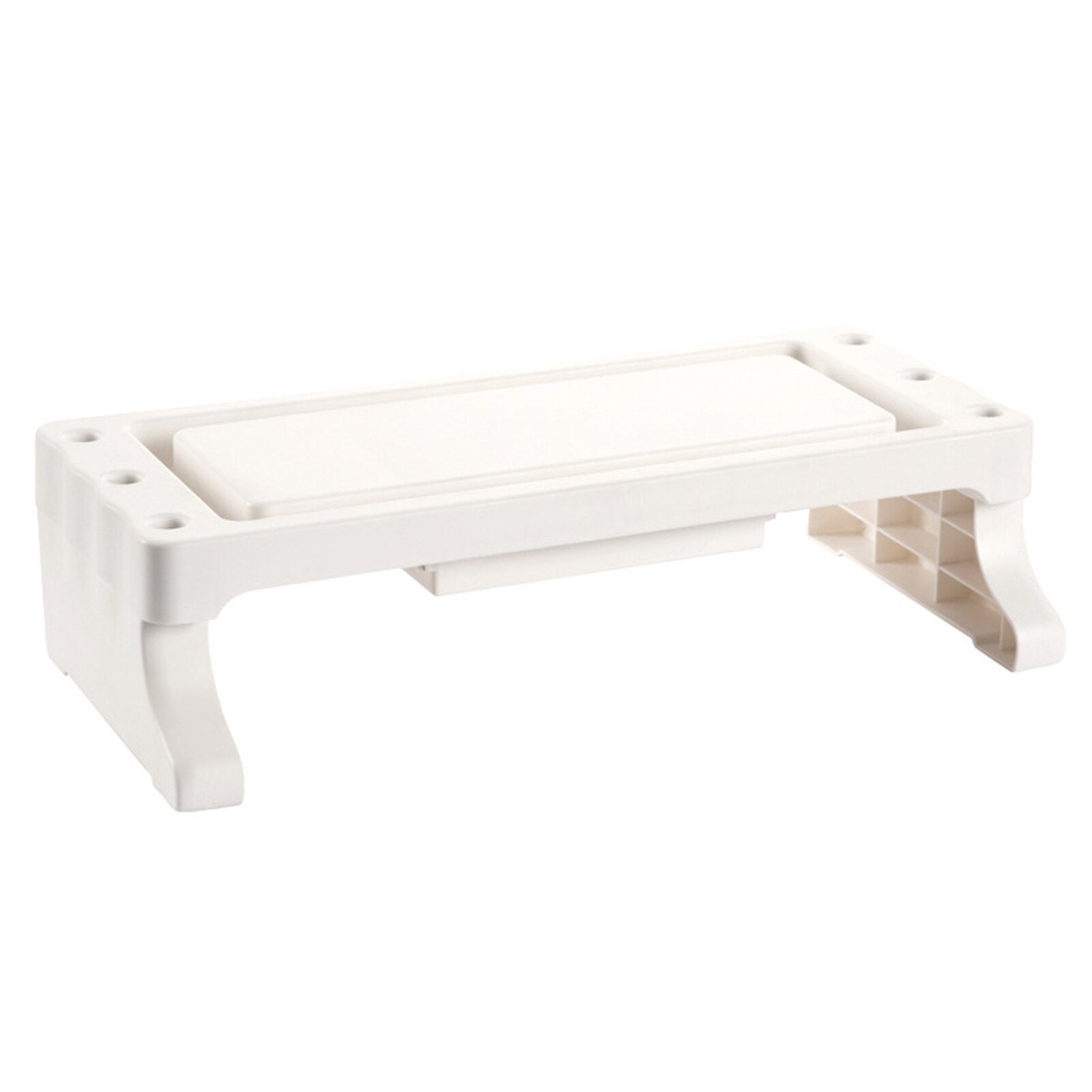 Multifunctional Durable Computer Monitor Riser Stand Support Phone Keyboard Storage Rack Screwless Installation: White