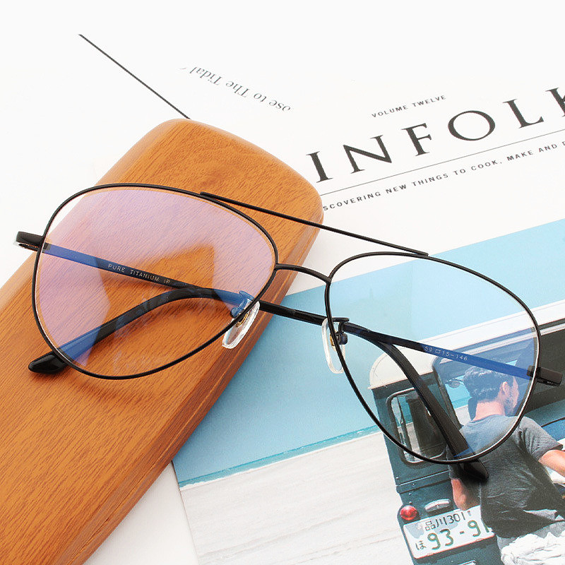 Ren titan optisk innfatning med styrke herre pilotbriller solbriller brille store brede ansiktstrekk bruk 63mm brede dobbel bro