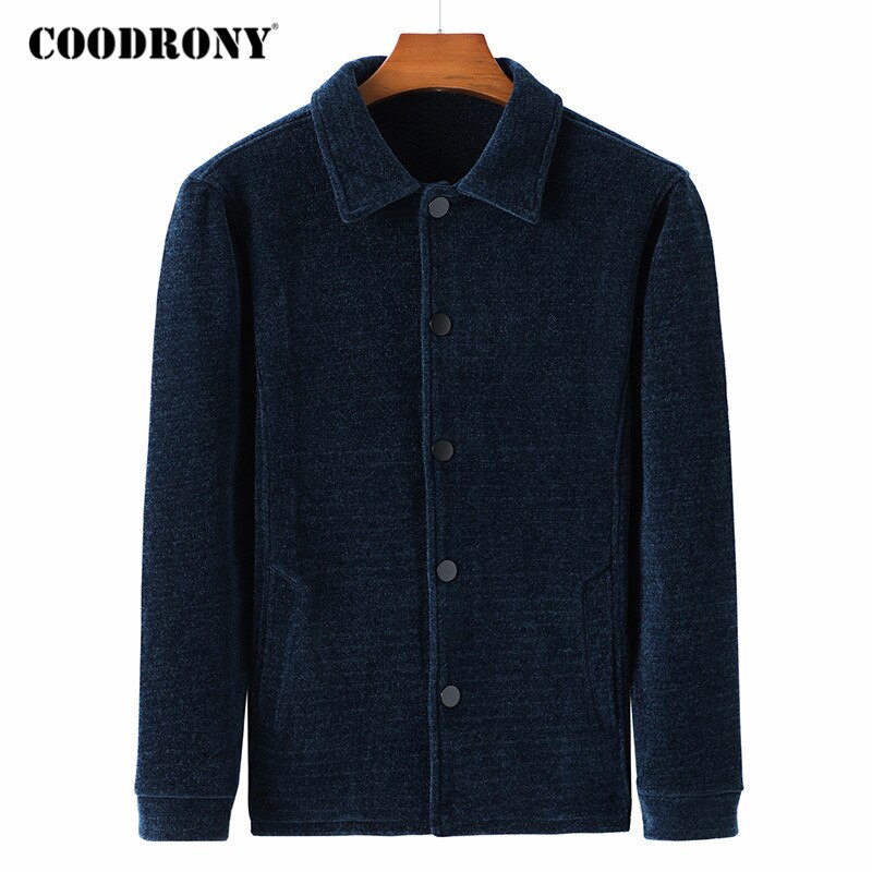 Coodrony merk trui jas heren zakelijk casual breiwerk vest heren herfst winter dikke warme omslagkraag jas top  c1183: Blauw / Xxl