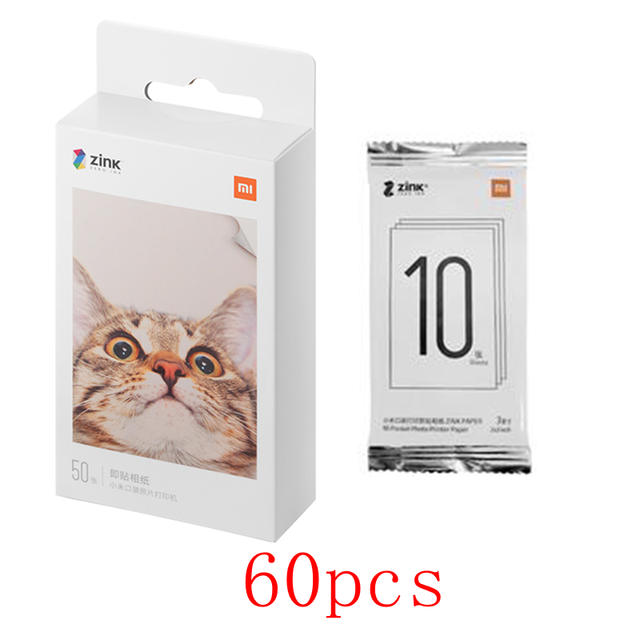 Carta per stampante tascabile originale Xiaomi ZINK stampa fotografica autoadesiva 10/20/50 fogli per stampante fotografica tascabile mini Xiaomi da 3 pollici: 60pezzi