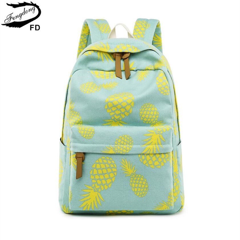 FengDong 3 teile/satz nette ananas druck rucksack kinder schule taschen für mädchen stift bleistift tasche kind mädchen schule rucksack set