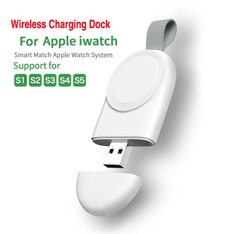 Wireless Charger Base iwatch magnetic charger 2W MAX small portable USB connection Wireless charging watch charger ABS+PC: White