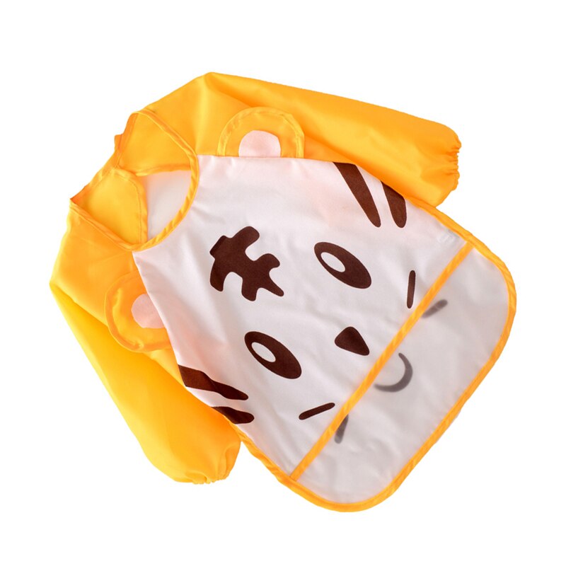 Babadores do bebê do tigre dos desenhos animados à prova dwaterproof água com a luva longa que alimenta o avental plástico do bebê do babador para as crianças comem a placa de peito