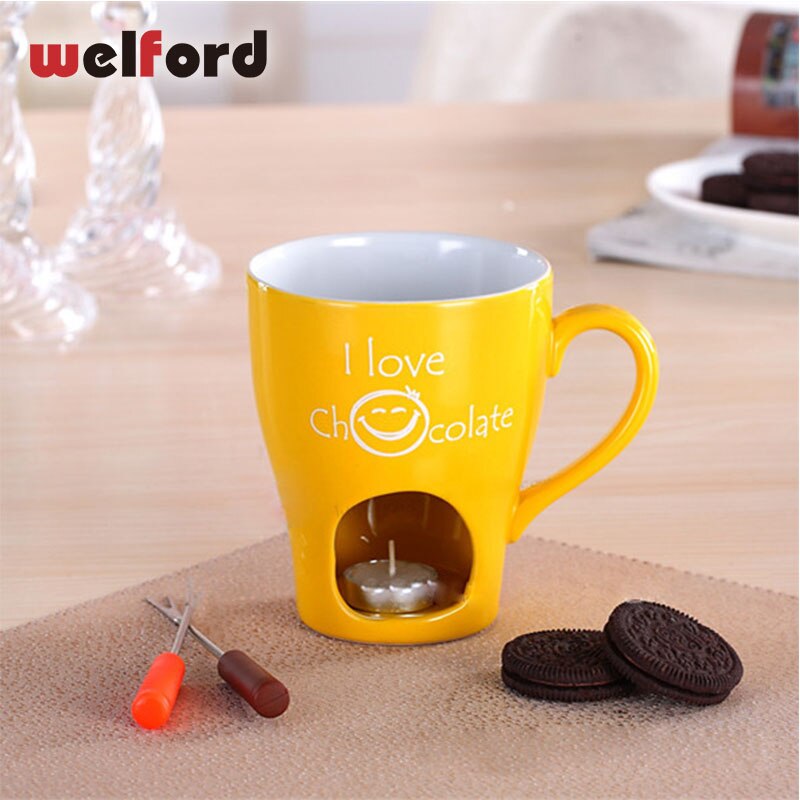 Juego de tazas de cerámica para fondue de chocolate, portavelas de porcelana, recipiente para derretir salsa, calentador de bufé, fuente de queso, fabricante de helados: 01