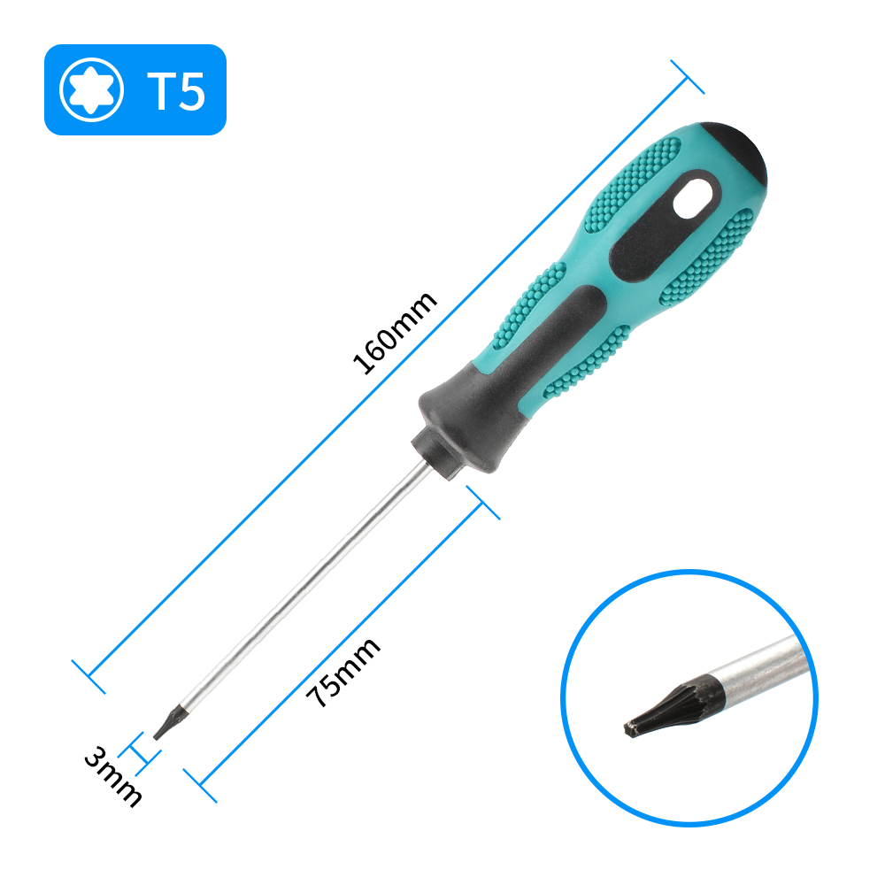 Juegos de destornilladores Torx magnéticos de precisión T5 T6 T7 T8 T9 T10 T15 T20 T25 T27 T30 Torx controlador de seguridad Kit de herramientas manuales de reparación: Rojo