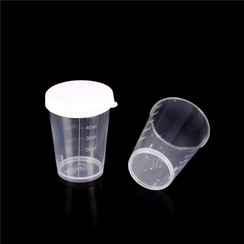 Lote de 10 unidades de tazas de plástico transparente para medir líquidos, 20 ml/30ml/50ml, para laboratorio