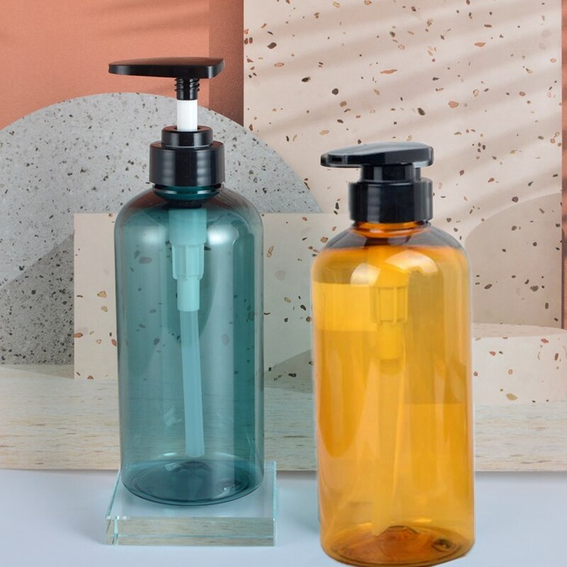 300/500ML Plastic Lotion Bottle PET Large Capacity Shampoo Bottle Soap Bottle Bathroom Refillable Bottle with Sticker
