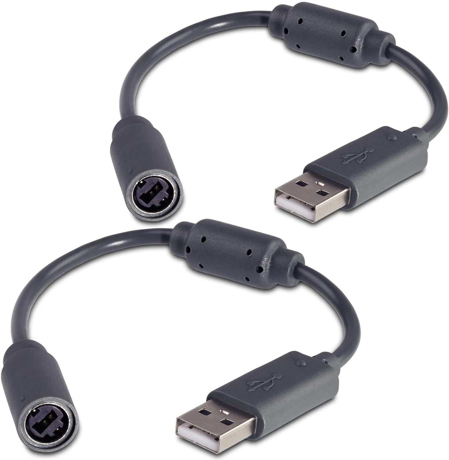 2 Pack Vervanging Dongle Usb Breakaway Kabel Voor Xbox 360 Bedrade Controllers-Donkergrijs