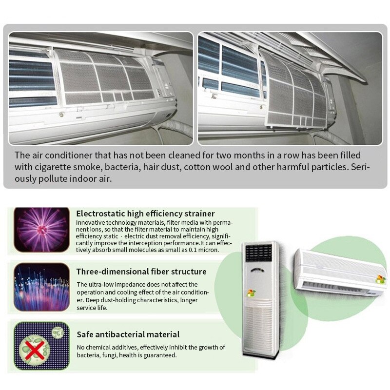 6 uds filtros de aire acondicionado papeles Anti-polvo red protección a prueba de polvo cubierta auto-adherencia cortable aire acondicionado Salida de viento