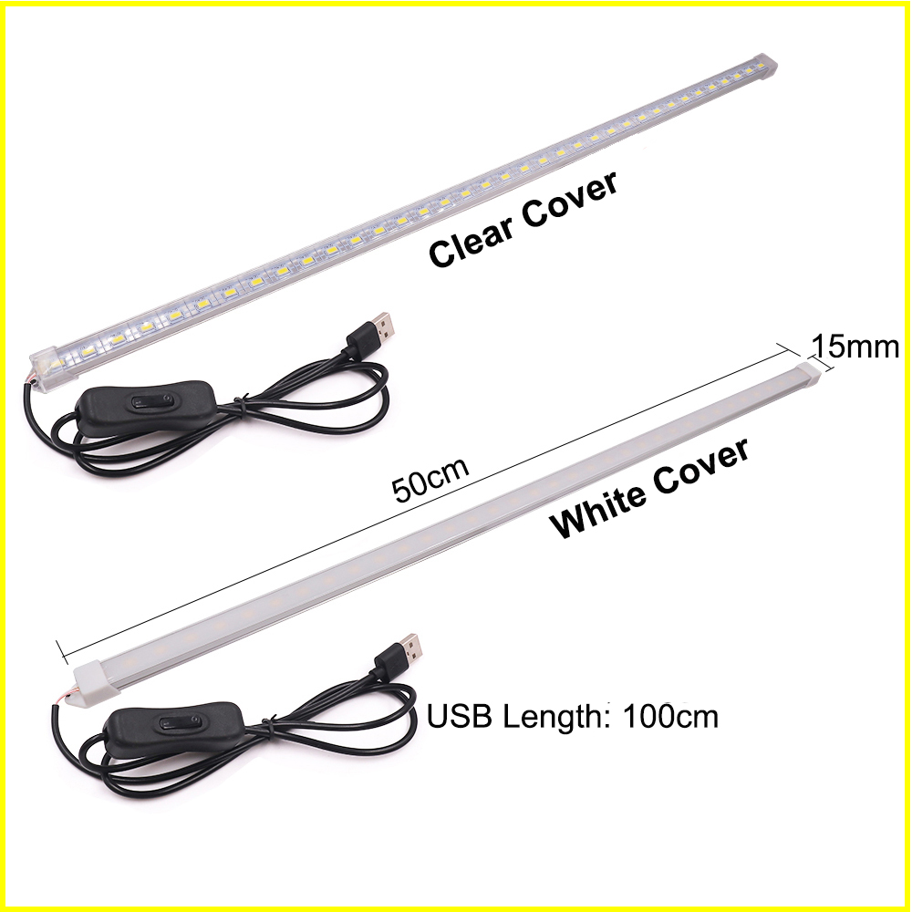 Barra de luces LED USB, tira de luces LED rígida de 5V 5630 con interruptor debajo del armario, lámpara de iluminación para habitación de cocina, 10/20/35/40/50cm
