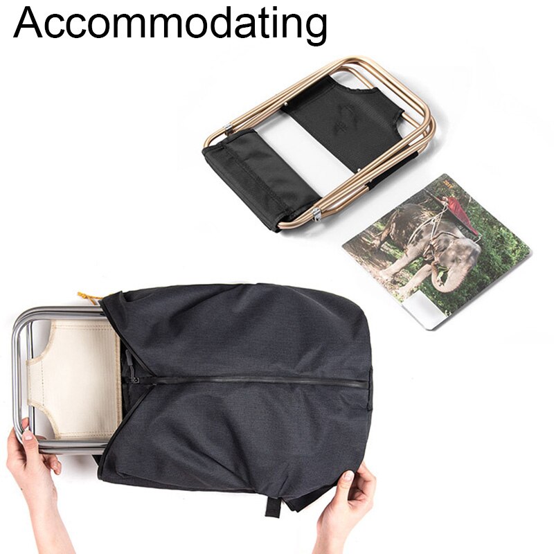 Folding Chair with Backrest Storage Pouch Portable Picnic Camping Fishing Foldable Stool HA