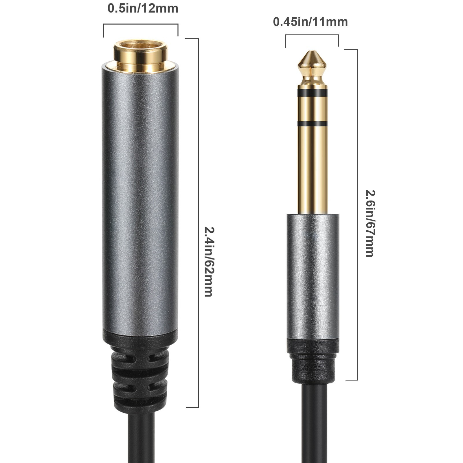 1/4 TS Mono estéreo 6,35mm Cable de extensión macho a hembra TS 6,35 macho hembra alargar Cable de línea de extensión 6,35 MF línea adaptadora
