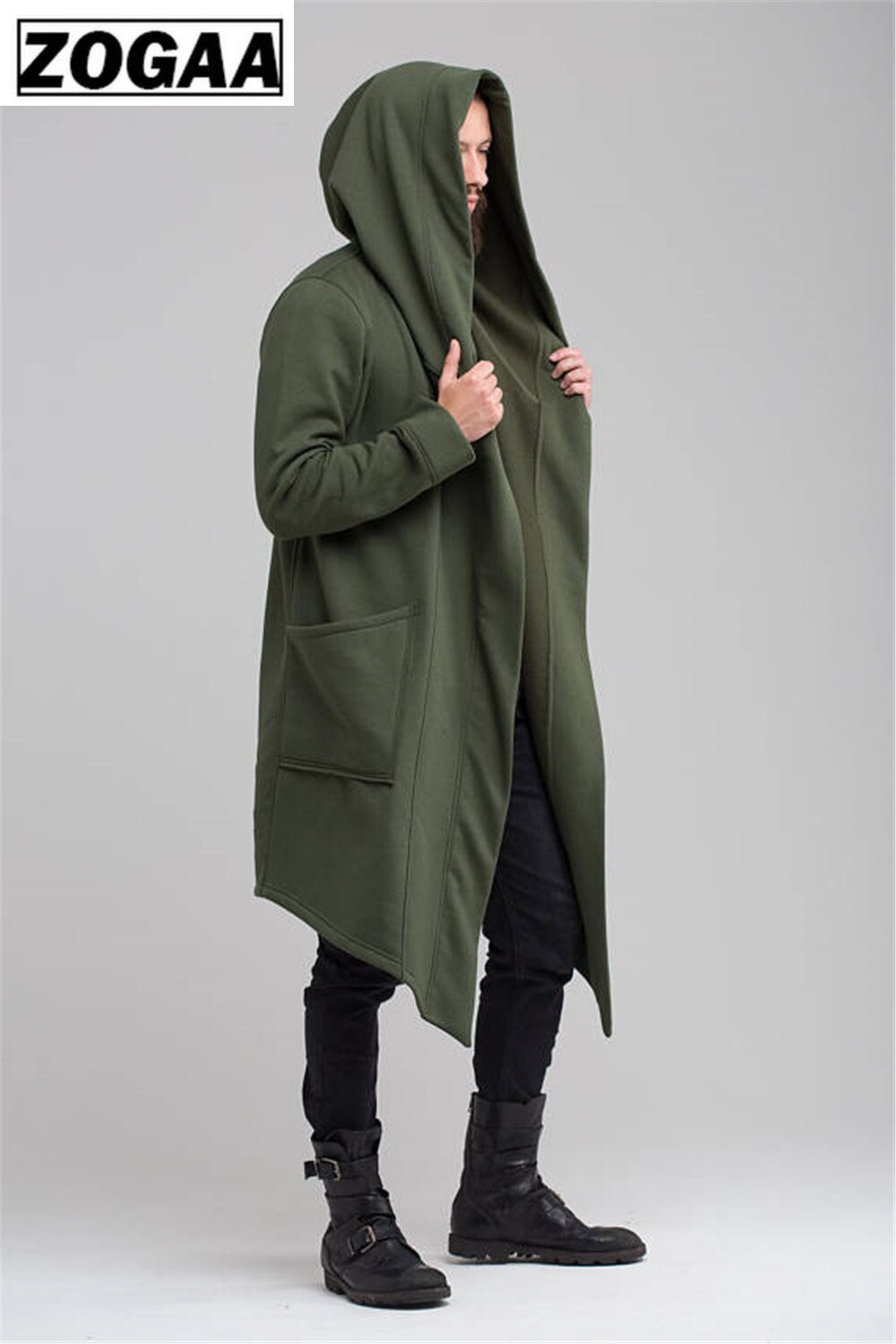 Zogaa heren trenchcoat herenjas lente herfst trenchcoat vest punk heren trenchcoat heren lange jas bovenkleding trenchcoat heren